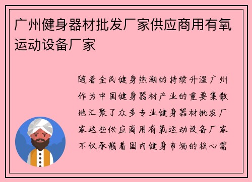 广州健身器材批发厂家供应商用有氧运动设备厂家